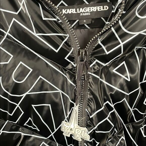 Karl Lagerfeld logo Black and White Puffer Jacket with omen size M - Picture 3 of 10